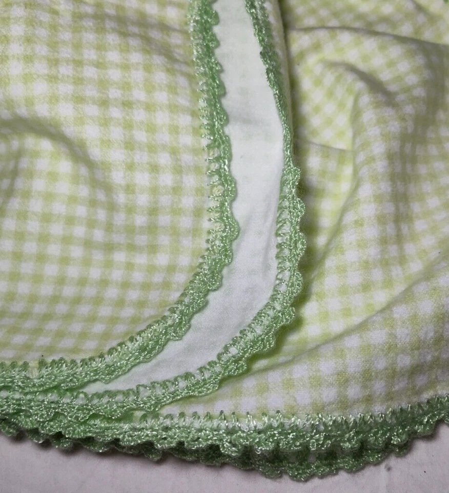 Manta de recepción de guinga blanca verde bebé Koala ribete de encaje bebés R Us 30x40 NUEVA Foto 4 de 4