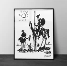 Pablo Picasso Don Quixote Minimalistic Black and White Wall Art Print Decor