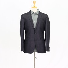 Kenneth Cole 38R Gray Sport Coat Blazer Jacket Check 2B Polyester