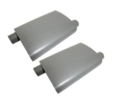 HI PERFORMANCE FULLY WELDED TURBO MUFFLERS ALUMINIZED 2.5" OFFSET OFFSET PAIR