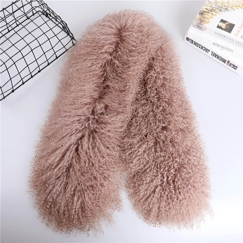 Women Real Mongolian Lamb Fur Scarf Shawl Double Side Lamb Neckerchief Wraps - Picture 19 of 28
