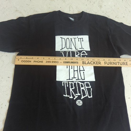 Stussy Don't Vibe The Tribe Black T-Shirt Size Medium - Picture 5 of 7