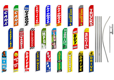 Dealership Advertising Swooper Flutter Feather Flag Kit Used Cars Trade In Truck