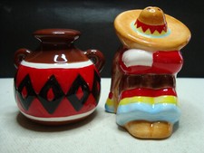 SLEEPING Sombrero Man with Jug Hand Painted Salt And Pepper Shakers
