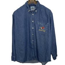 VTG Universal Cartoon Studios Denim Shirt Large Button Down, Long Sleeve, Blue
