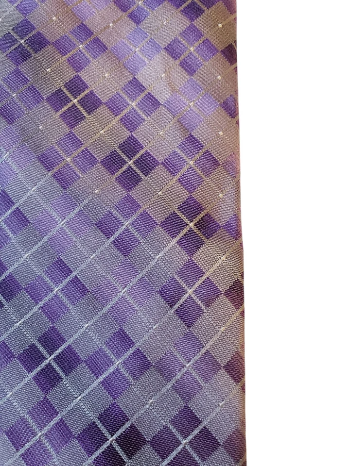 John Bartlett Statements 领带男式设计师豪华紫色灰色几何图案 — 第 2/4 张图片