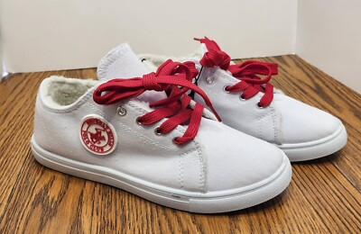 Beverly Hills Polo Club Womens White Canvas sneakers With Red Laces size 