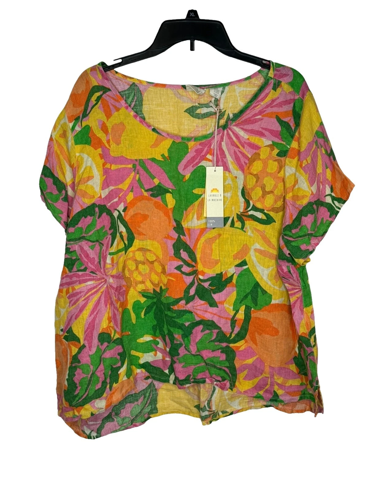 女式休闲亚麻花卉上衣和衬衫