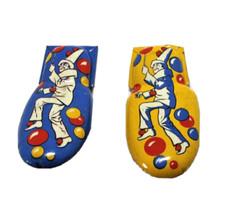 Vintage Tin Metal Clown Clicker Noise Makers Pair Party NY Balloons