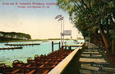 Postcard * greeting from Schmidts Wirtshaus, Schildhorm, Amt Spandau, AB) 70356