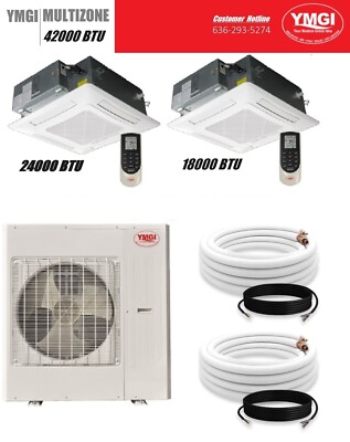 YMGI 42000 BTU Two Zone ductless Mini Split AC System Heat Pump 2 Zone Aug