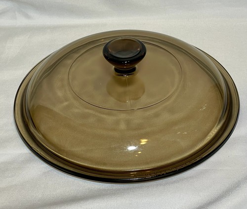 Pyrex V-1.5-C Corning Visions Amber Smoked Brown Replacement Lid 1.5 Qt. Lid 7” - Picture 2 of 3