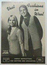 Vtg 70's VEST FASHIONS IN WOOL Crochet Knit Pattern Instruction Booklet by Hilde