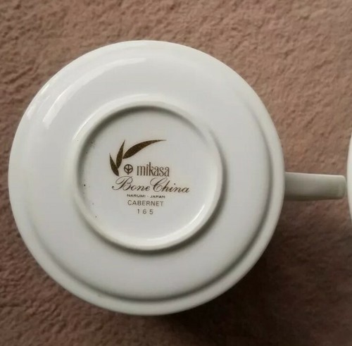 MIKASA Fine China CABERNET Cup & Saucer Set White with Gold & Orange Trim - Picture 7 of 8