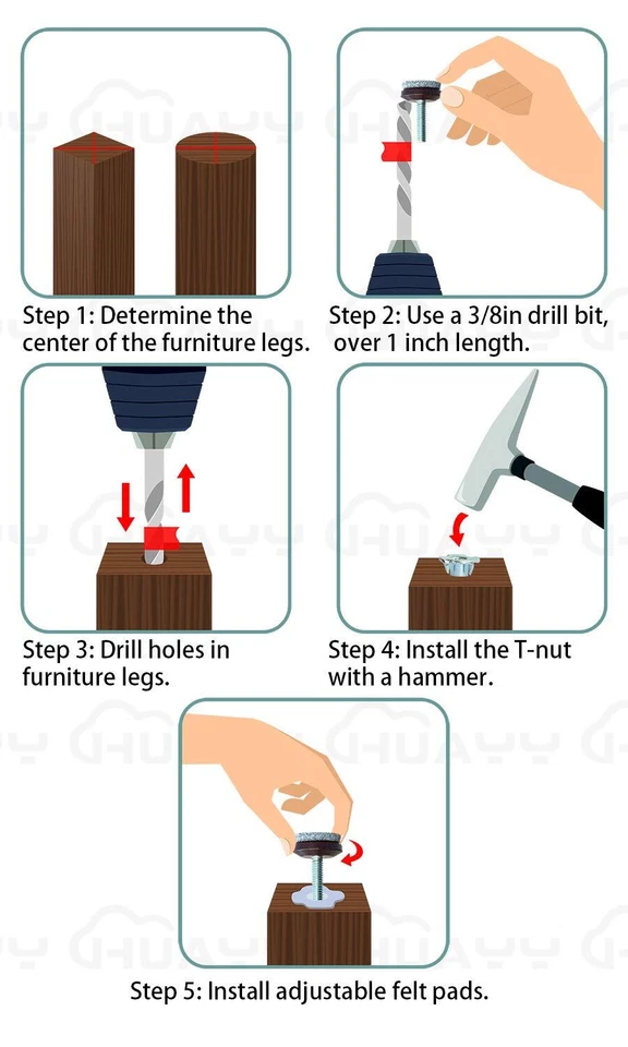 中型家具调平器调节桌腿和椅子调平脚|Heig... — 第 4/4 张图片