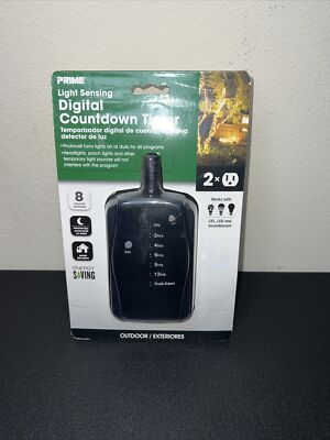 Prime Light Sensing Digital Countdown Timer  (81535) Indoor/Outdoor- New in box