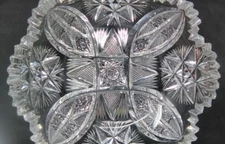 AMERICAN BRILLIANT CUT GLASS NAPPY BOWL  6 " ABP RAJAH BY PITKIN & BROOKS