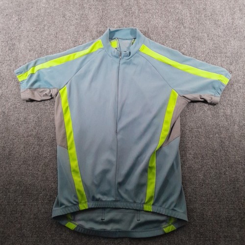 Trek Cycling Jersey Mens L Gray Green 1/2 Zip Bottle Pockets Lightweight Active