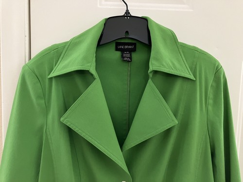 Lane Bryant Women’s Green Lightweight Snap Front Trench Coat Size 14/16 Rayon - Picture 3 of 7