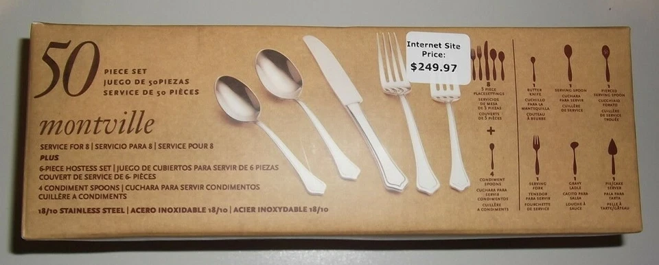REED BARTON MONTVILLE 50 PIECE 18/10 STAINLESS STEEL SERVICE FOR 8 + HOST 890343 - Image 2 of 3