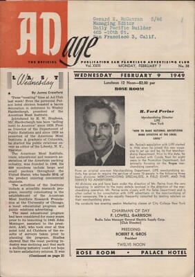 1949 Feb. 7th AD AGE official publication of the SAN FRANCISCO ADVERTISING CLUB