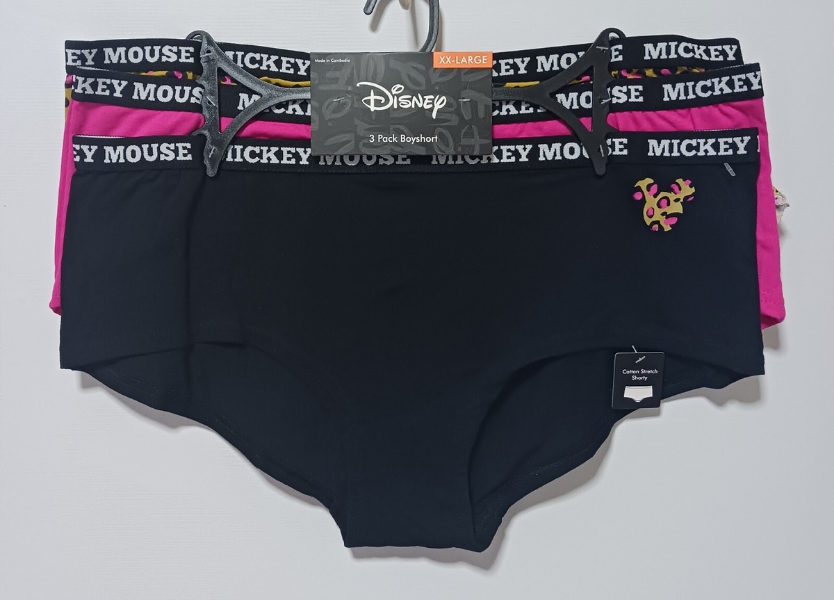 コットン Disney womens 3 pack Boyshorts/panties MICKEY MOUSE animal print