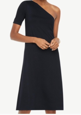 ann taylor one shoulder dress Ann Taylor Navy Blue One Shoulder Dress Small