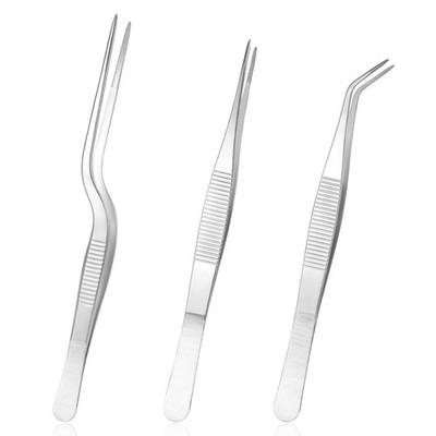 Garden Tweezers, 3 Pcs Stainless Steel Plant Tweezer Set Straight and Curved ...