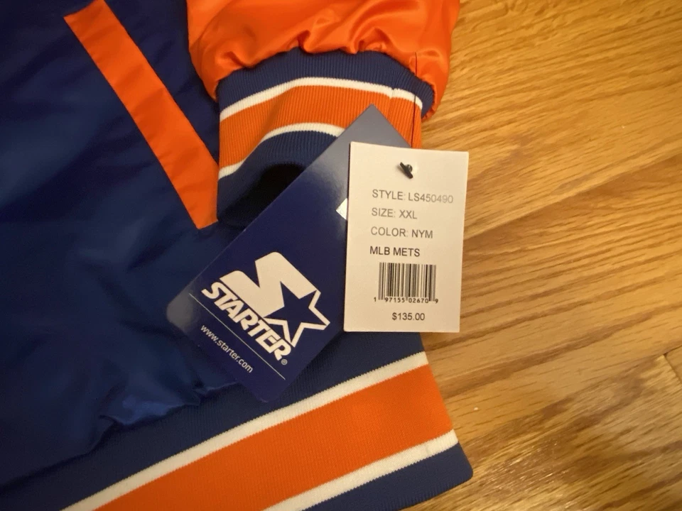 NOVA Jaqueta Bombardeiro de Cetim Starter MLB New York Mets Full-Snap Tamanho XXL - Imagem 3 de 4