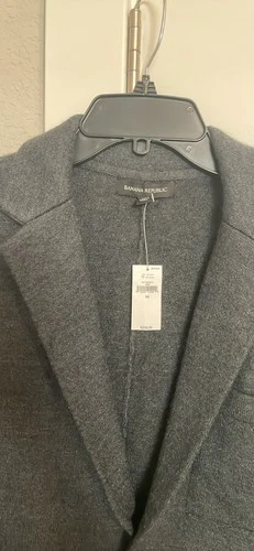 Banana Republic Mens Black Wool Blend Topcoat Overcoat Peacoat Business  S - product listing photo