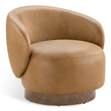 CHITA Modern Swivel Barrel Chair-Comfortable Fabric Upholstery & Solid Wood Base
