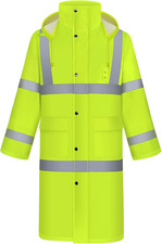 Rain Suit with Hood, Heavy Duty, Waterproof - Hi Vis Safety Jacket - Men'S/Women