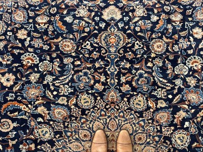 FINE BLUE ORIENTAL RUG 10x13 VINTAGE navy hand-knotted wool handmade big 10x14