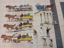 Hans Heinrichsen Flat Lead Figures Winter Scene Sleigh Horse Germany 15 Total