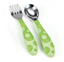 Munchkin Baby Fork and Spoon Cutlery Set Toddler Food Feeding 12m Green