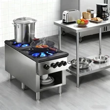 Commercial Gas Stove 2 Burners 180K BTU Propane Natural Gas Countertop Range