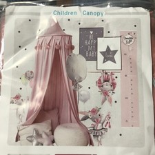 Pink Bed Canopy for Girls,Kids Princess Round Dome Bed Curtain, Dreamy Mosquito