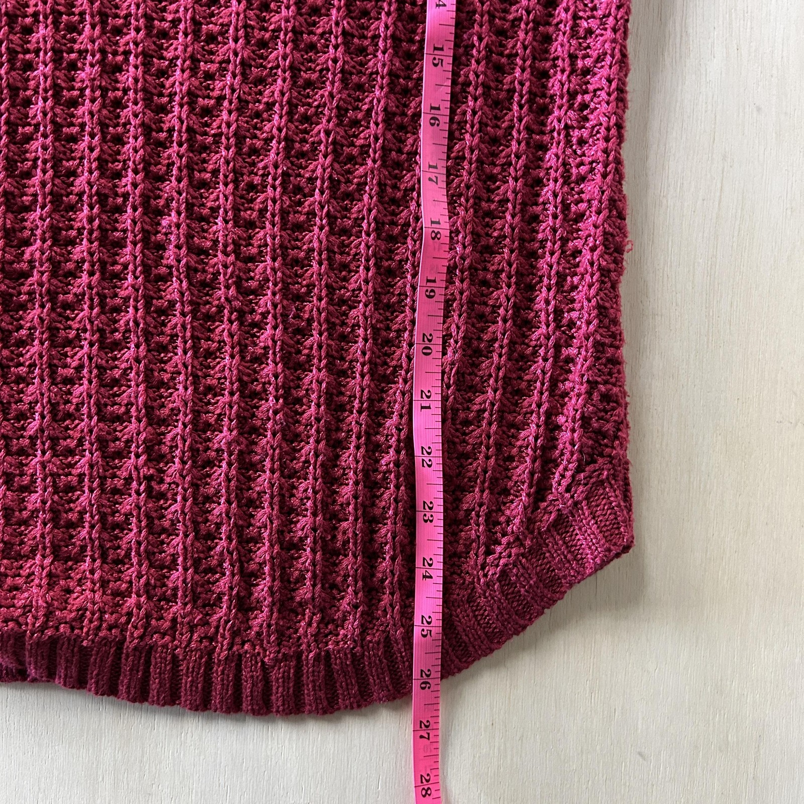 Calvin Klein Jeans Sweater Womens Large Red Open Knit Raglan Crew Pullover thumbnail 5