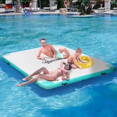 Outsunny Aufblasbare Badeinsel bis 500 kg Belastbarkeit Schwimminsel