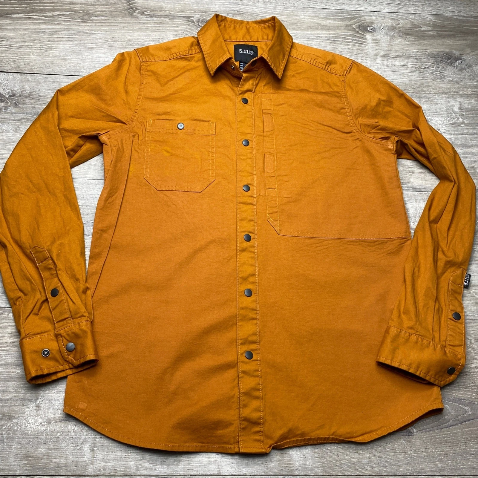 5.11 Tactical Shirt Mens Small Orange Cotton Blend Long Sleeve Snap Front 72548