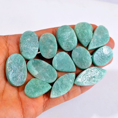 13 Pcs 348 Ct Natural Amazonite Druzy Loose Gemstone Lot 23x17-37x16 mm #R-14699