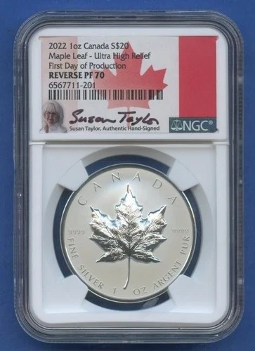 2022 CANADA SILVER 20 DOLLARS MAPLE LEAF NGC REVERSE PF 70 HIGH RELIEF PROOF