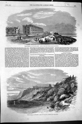 Alter antiker Druck 1861 Verbesserungen Southend Essex Vorort Cliftown Beach 19.