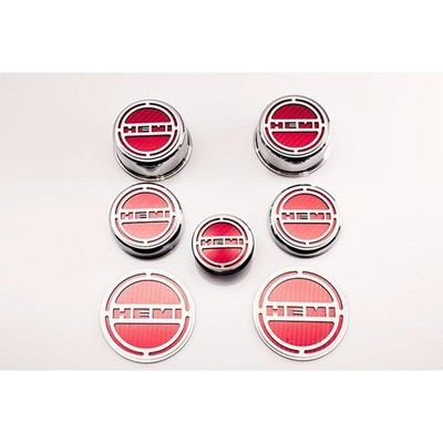 Deluxe Cap Covers Mopar Blue ''HEMI'' Inlay 13p for 08-17 Challenger 6.4L [Chrome]