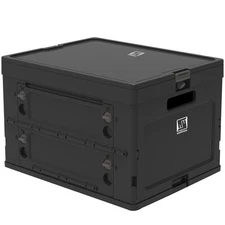 Wellmax Collapsible Crate with Lid - 44lbs Stackable Foldable Crate for...