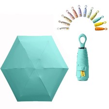 Mini Sun Travel Umbrella Ring handle Coating Layer Fabric Compact Folding Pur...