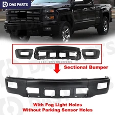 For 2014-2015 Chevy Silverado 1500 Front Bumper Cover Face Bar Black w/Fog Hole