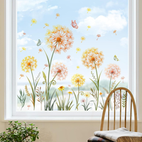 Tanlaby Fensterbilder Pusteblume Gelb Schmetterling Fensteraufkleber