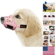 Adjustable Breathable Dog Muzzle for Small Dogs - Soft Nylon, P-Pink Flower XS