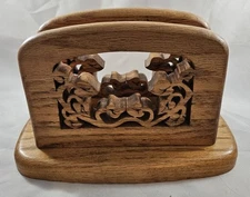 Solid Oak Hand Crafted Napkin/Letter Holder intricate Design